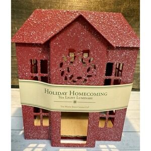 White Barn Holiday Homecoming‎ Tea Light Luminary Red House Retired NWT